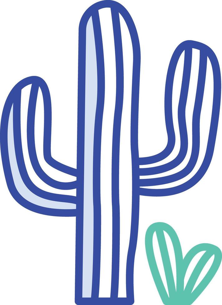 Cactus plant outline color illustration vector