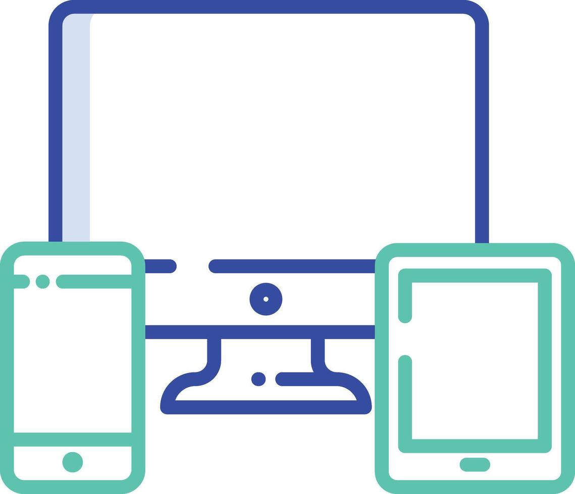 Multiple Devices outline color illustration vector
