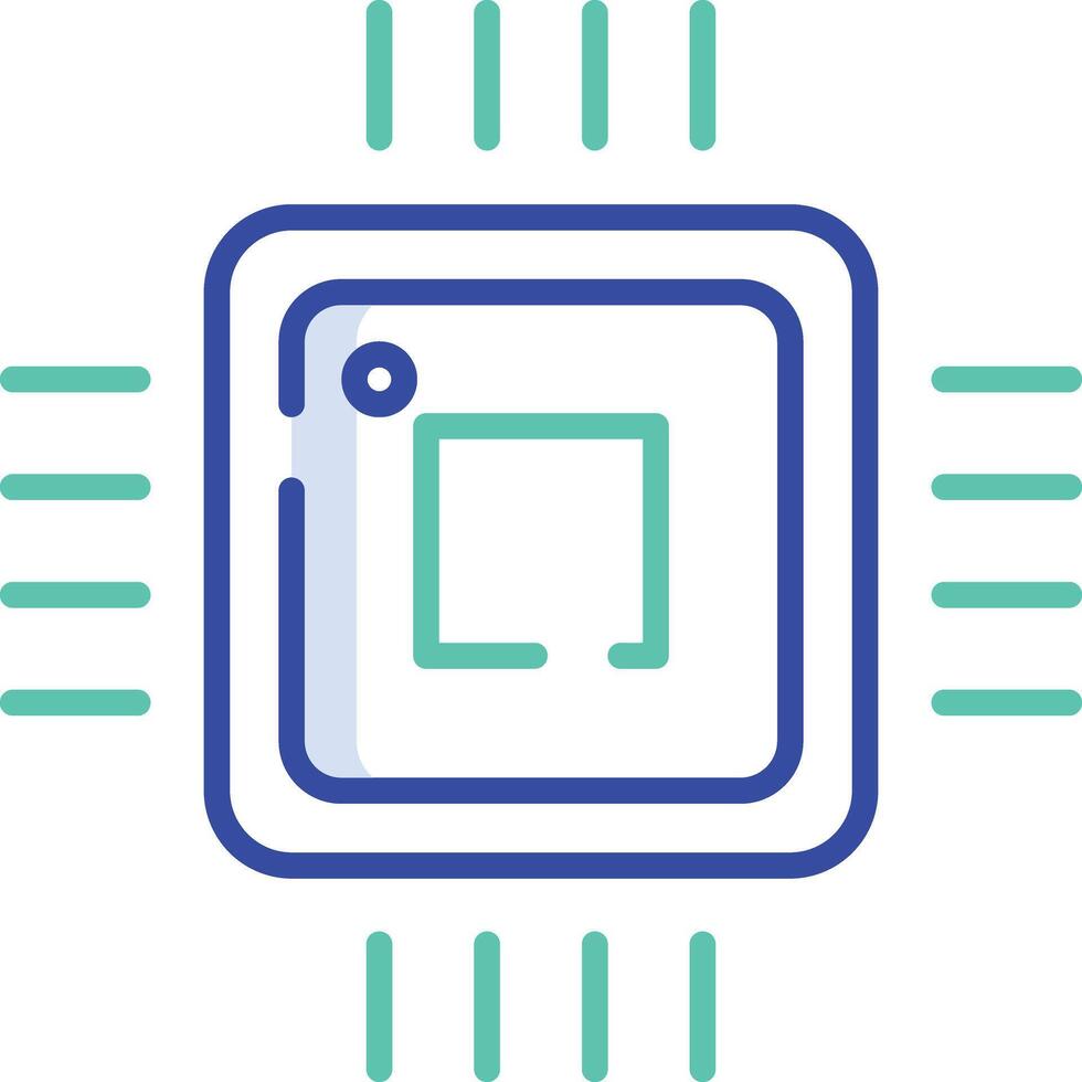cpu outline color illustration vector