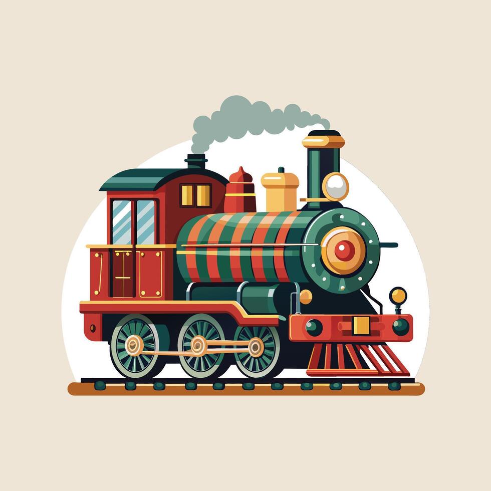 Retro style steam engine train illustration vector