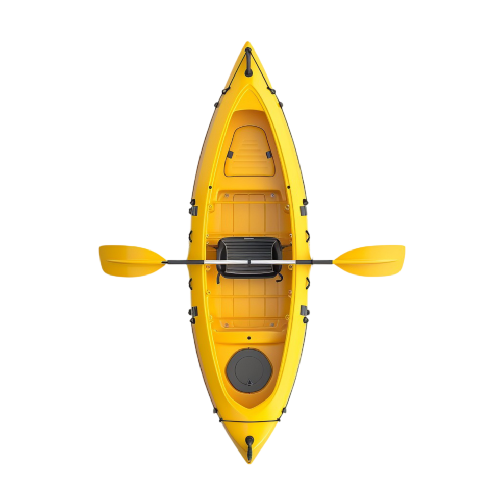 Graphic Yellow Canoe with Black Seat and Seat Cushion, on Transparent background AI-Generative png