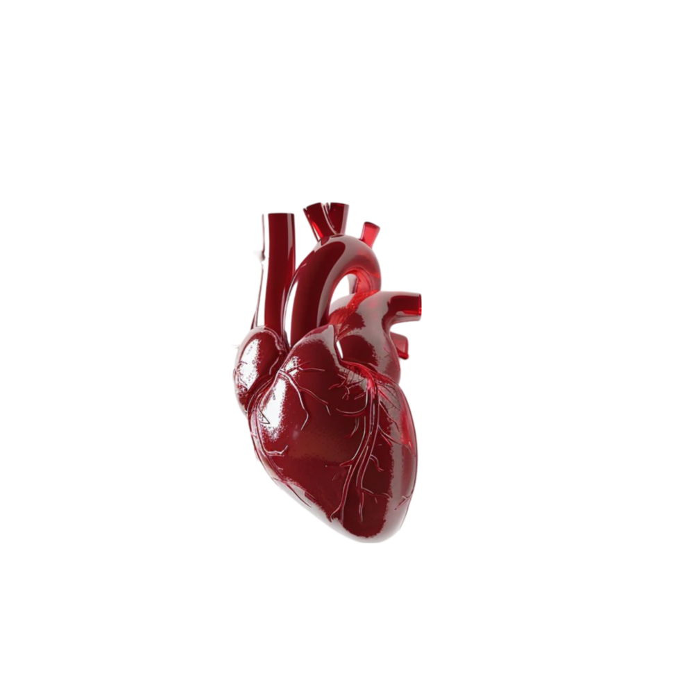 Realistic 3D Rendering of Human Heart on Transparent background AI-Generative png