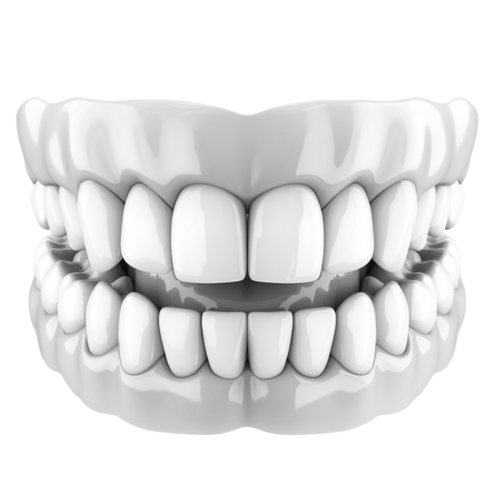 Rendering of Human Upper Dental Arch with Full Set of White Teeth on Transparent background AI-Generative png