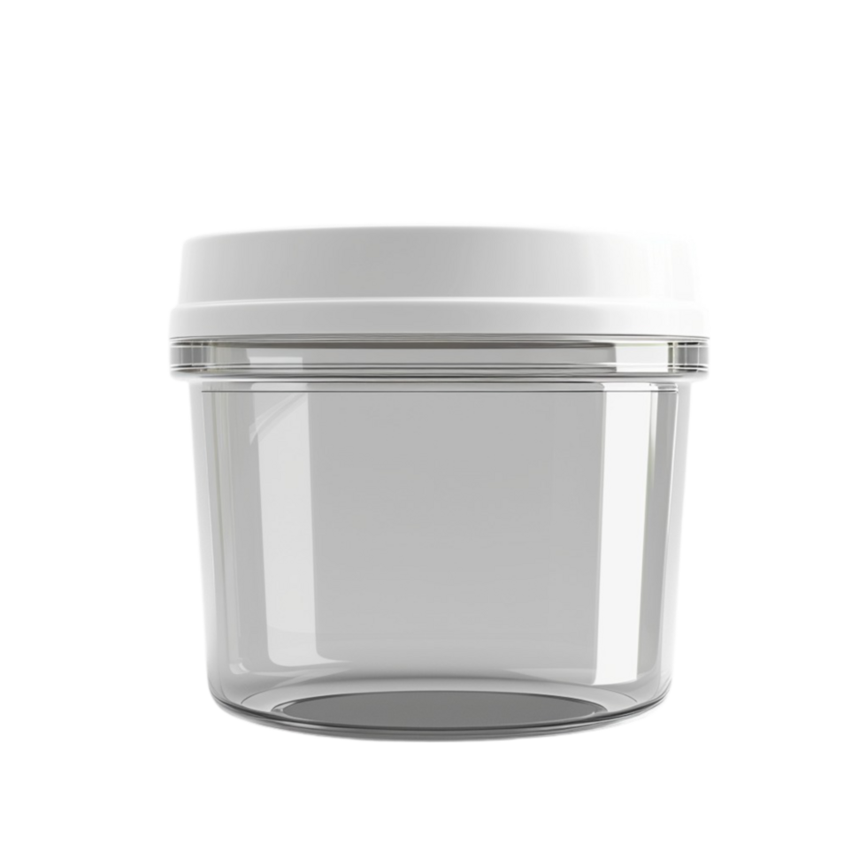 White Plastic Container with Gray Lid Floating on Transparent background AI-Generative png