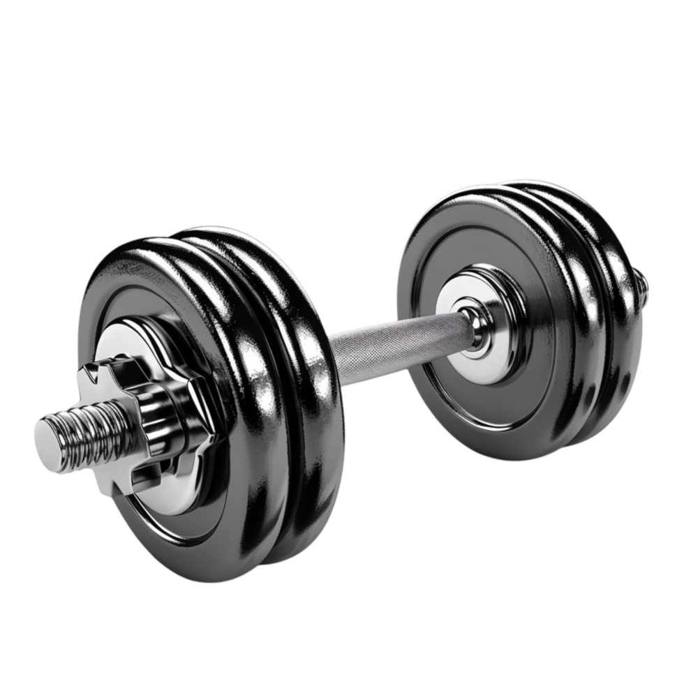 Pair of Black and Silver Dumbbells with Knurled Bolt, on Transparent background AI-Generative png