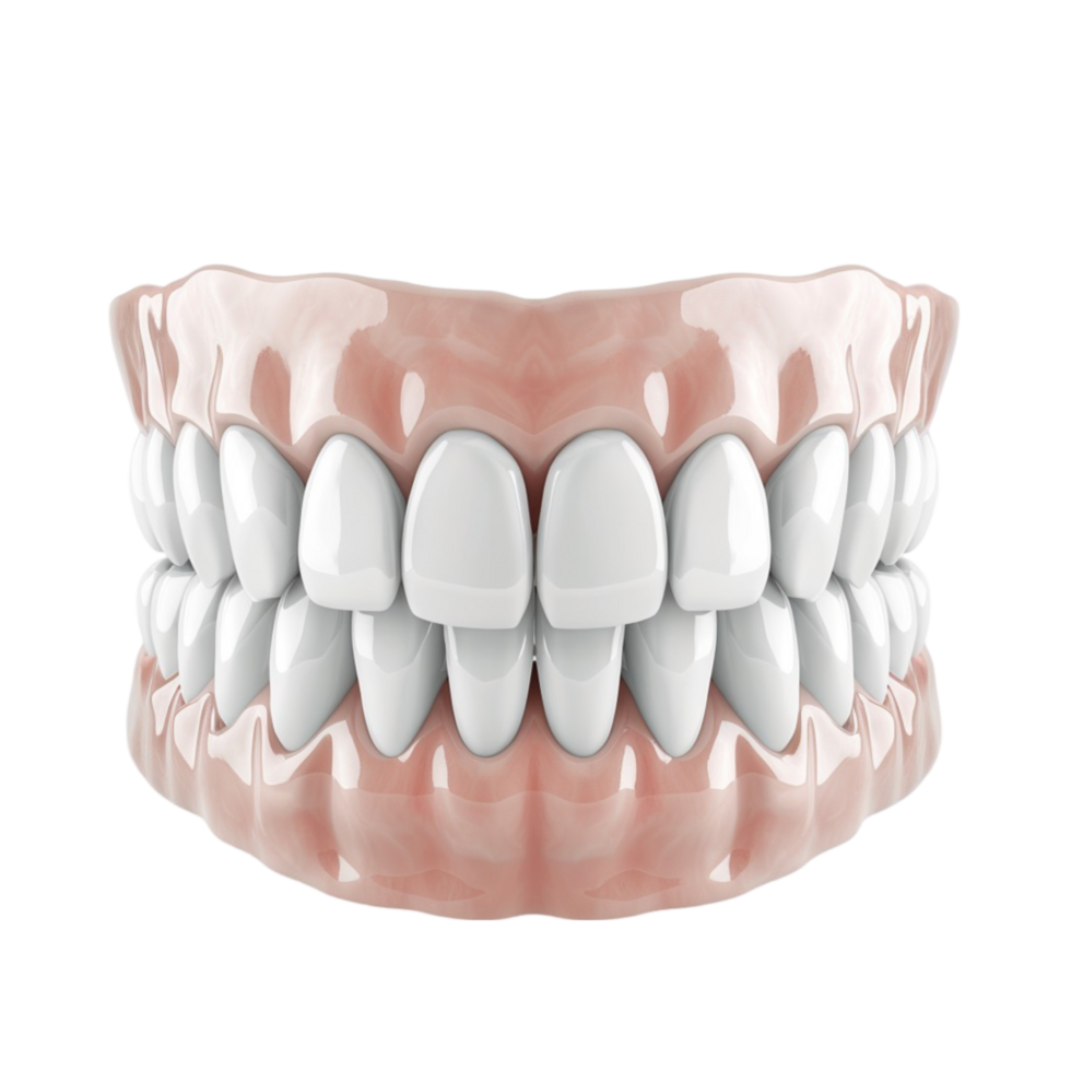 Rendering of Human Mouth with Full Set of White Teeth on Transparent background AI-Generative png