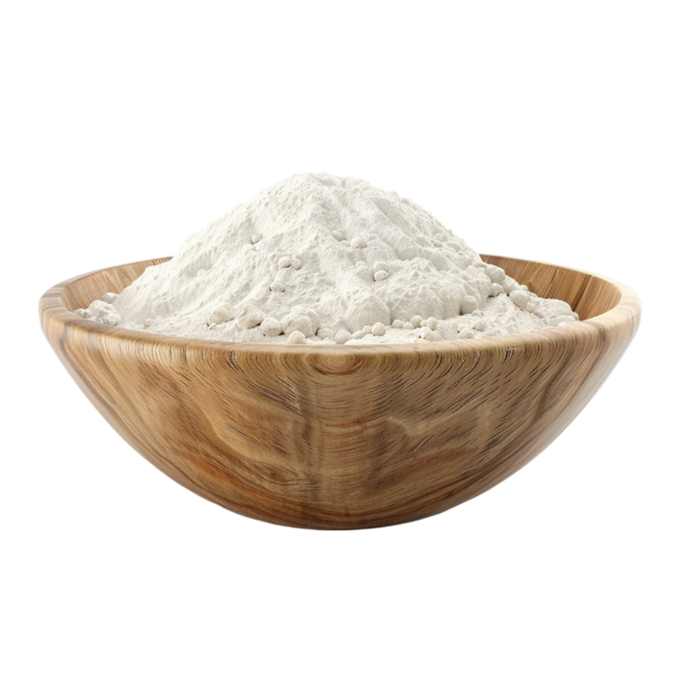 Bowl of White Flour Isolated on Transparent background AI-Generative png