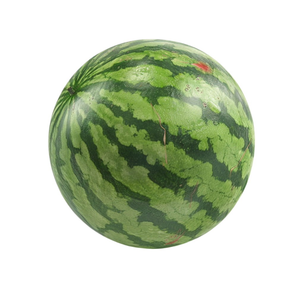 Rendering of Watermelon with Detailed Texture on Transparent background AI-Generative png