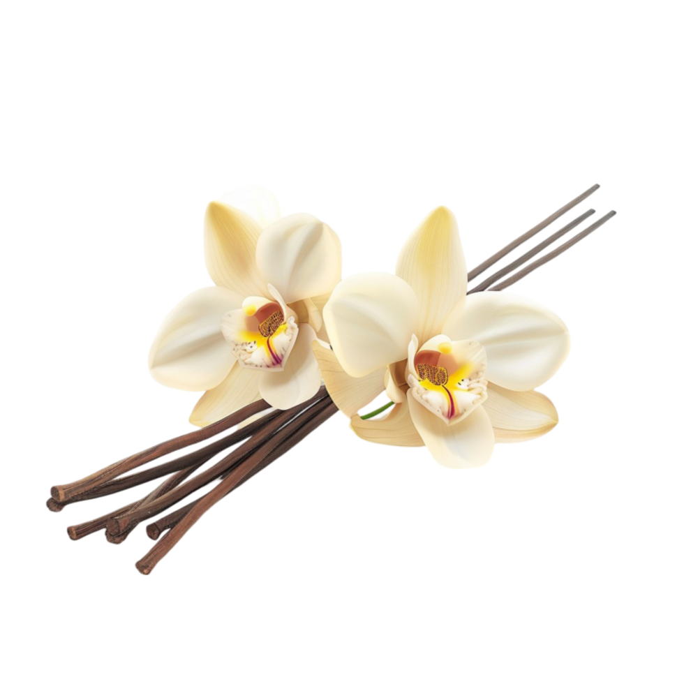 Bouquet of White Orchids with Yellow Centers Tied with Clear String on Transparent background AI-Generative png