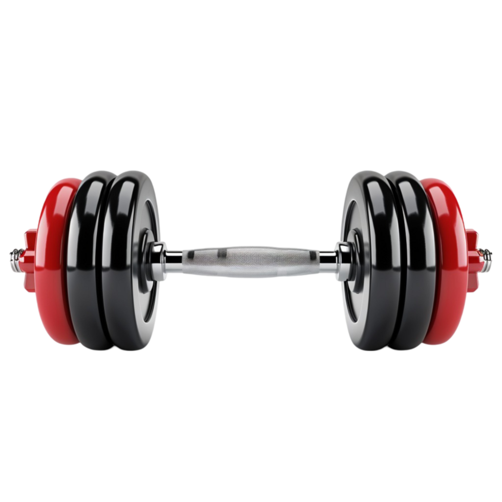 Black and Red Dumbbell Exercise Equipment on Transparent background AI-Generative png