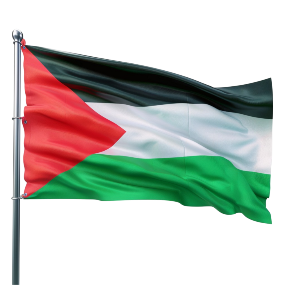 Flag of Palestine in Black, White, Green, and Red Colors on Transparent background AI-Generative png