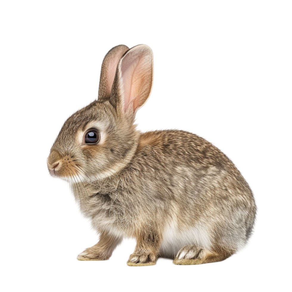 Cute Rabbit Animal Sitting on Transparent background AI-Generative png