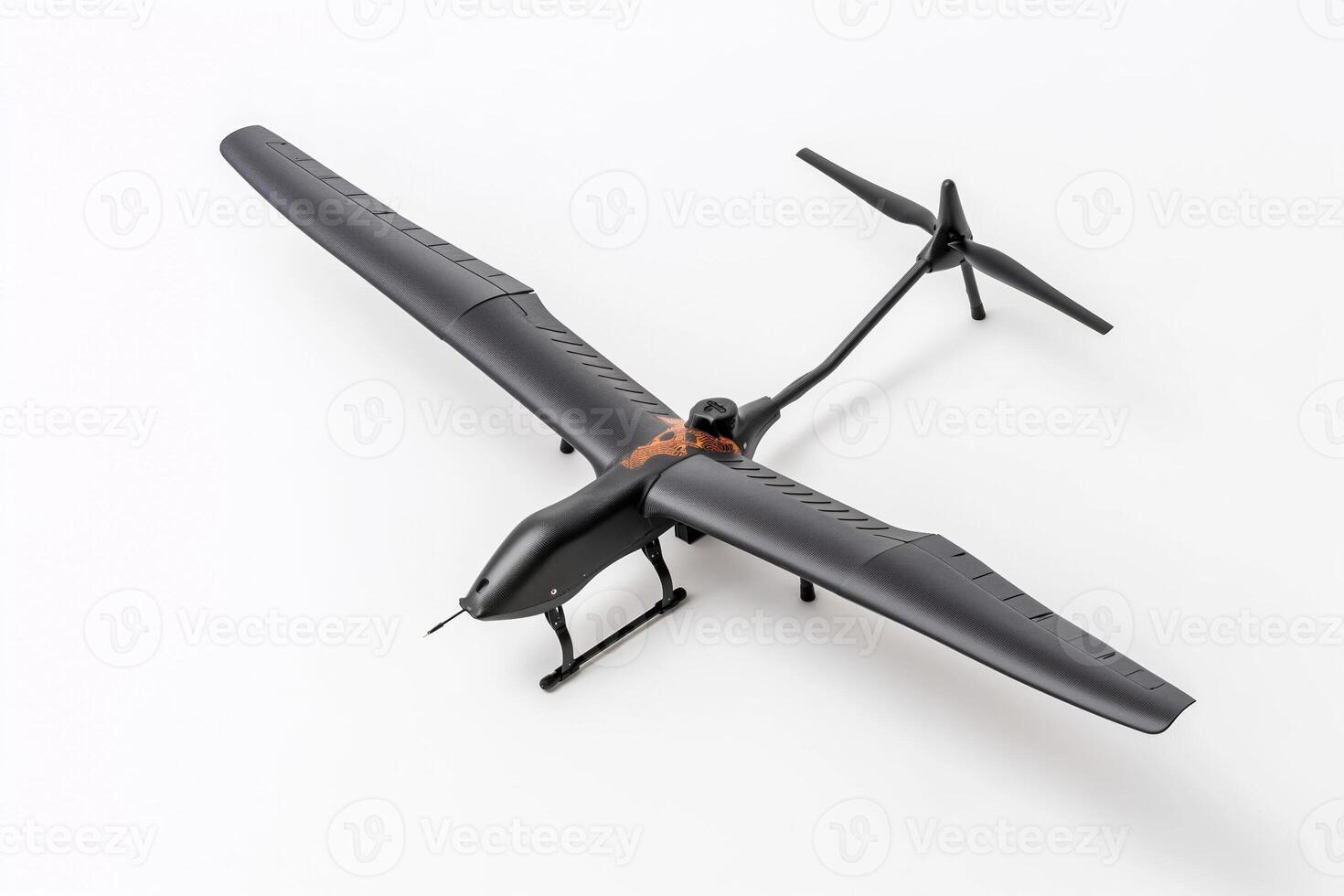 Mechanical eagle drone soaring in the sky, isolated on a white background photo