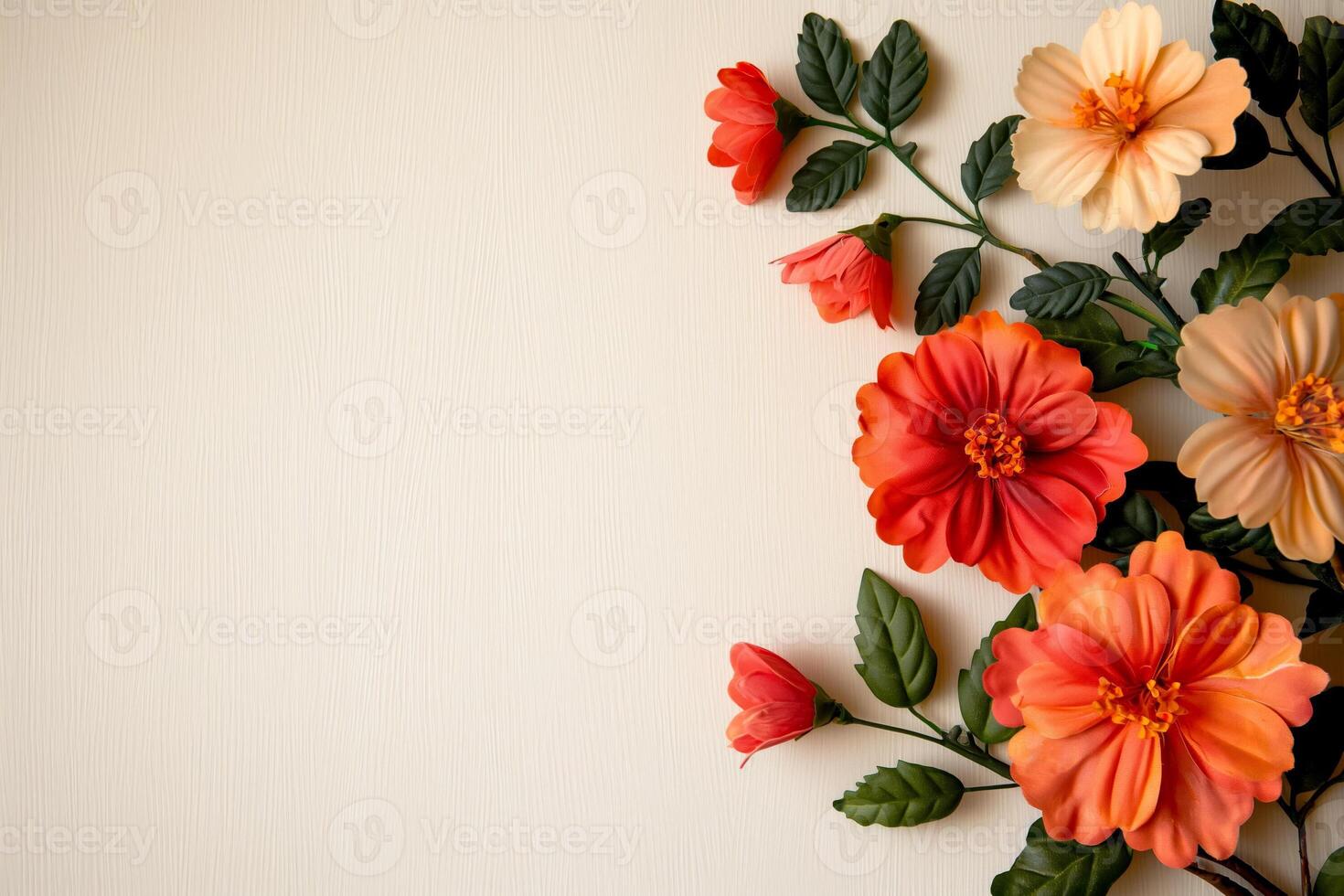 Vintage wallpaper with whimsical floral patterns, background with empty space for text photo