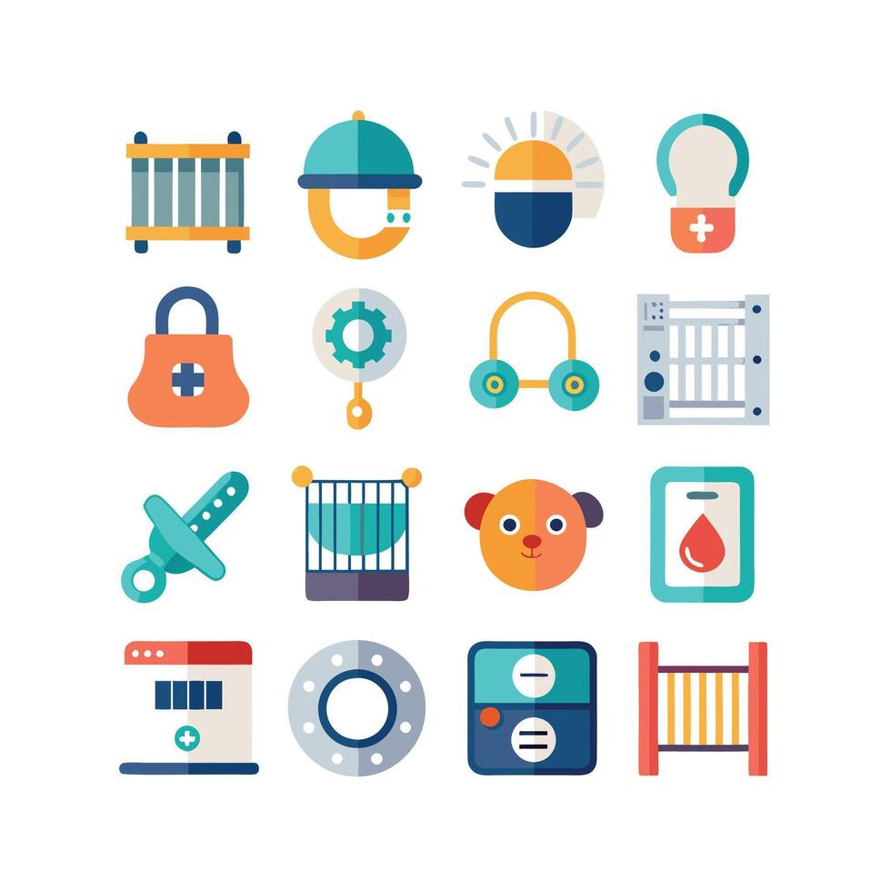 Realistic Baby and Kids Icons Set vector