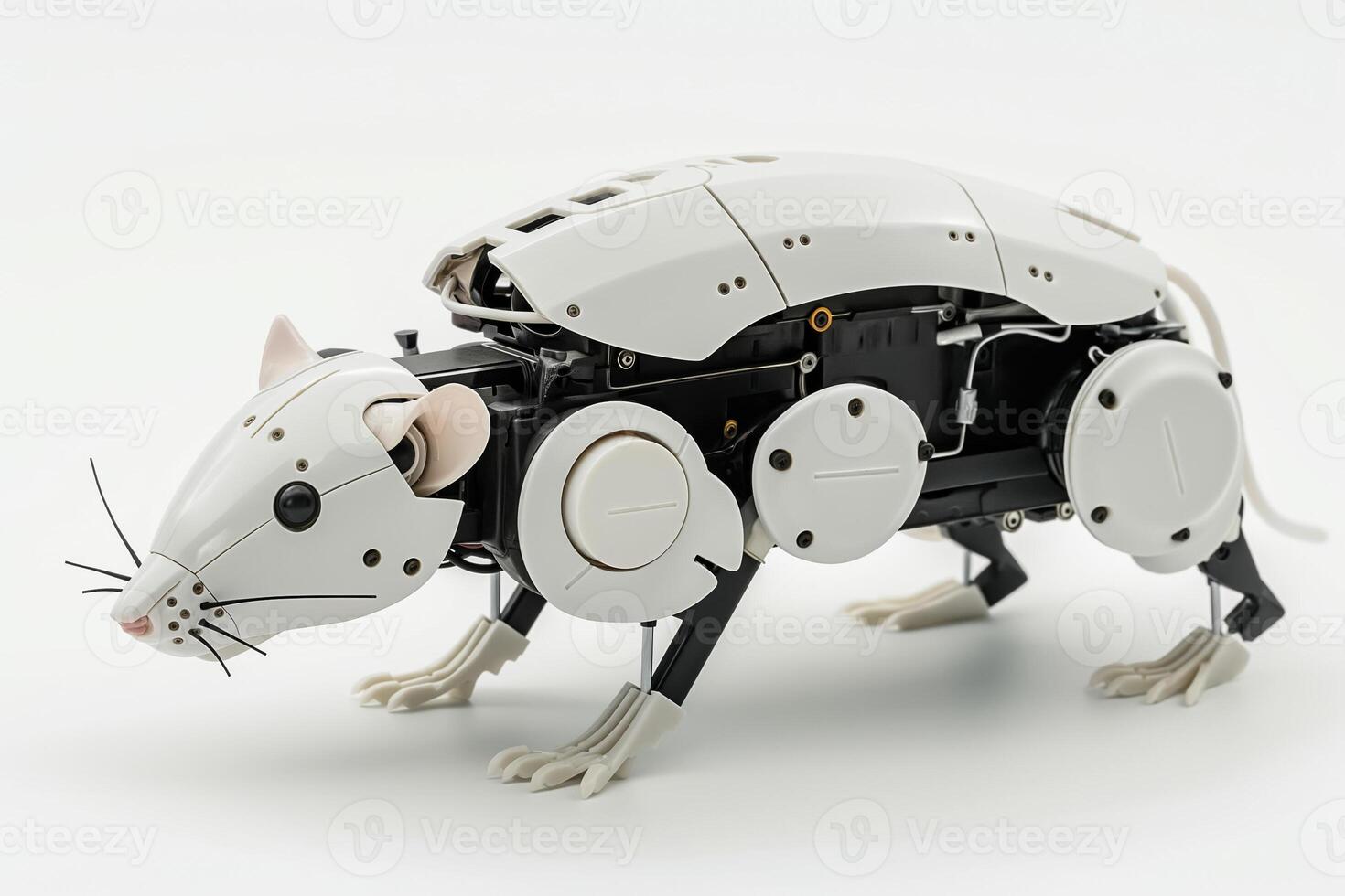 Robotic rat model used for urban pest control, isolated on a white background photo