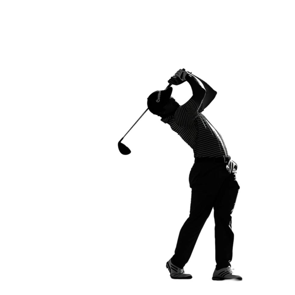 Silhouette of Man Swinging Golf Club on Transparent background AI-Generative png