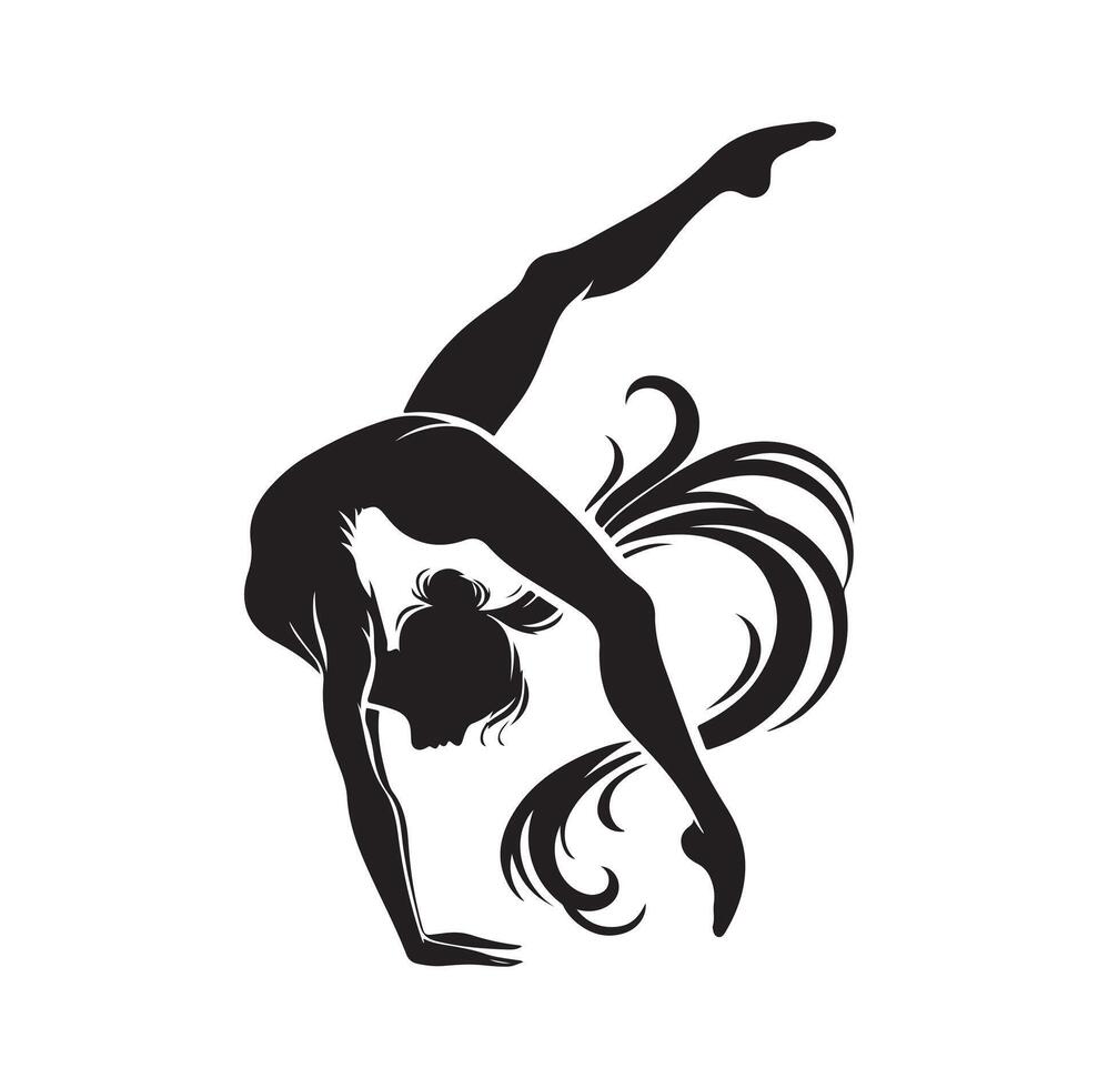 Gymnastics female silhouette illustration set vector