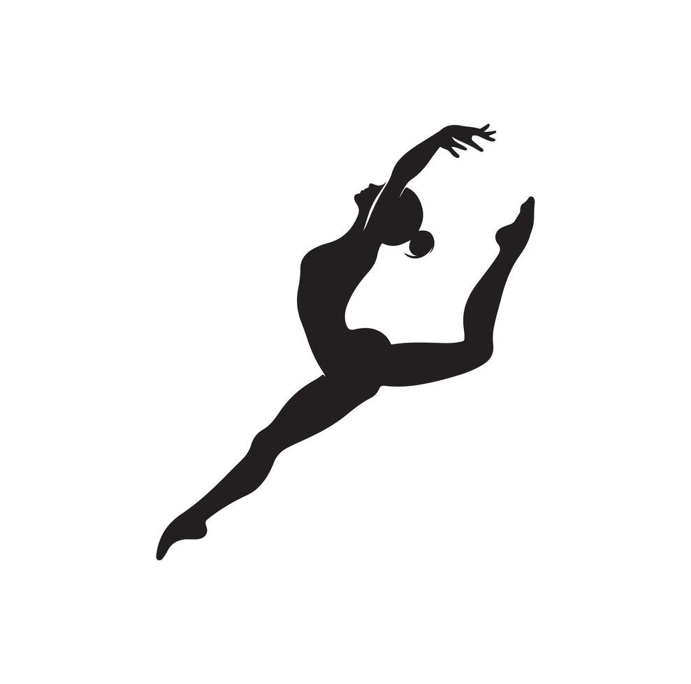 Gymnastics female silhouette illustration set vector
