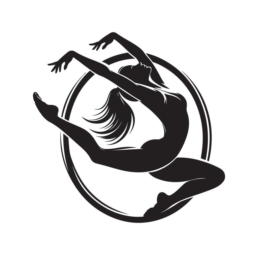 Gymnastics female silhouette illustration set vector
