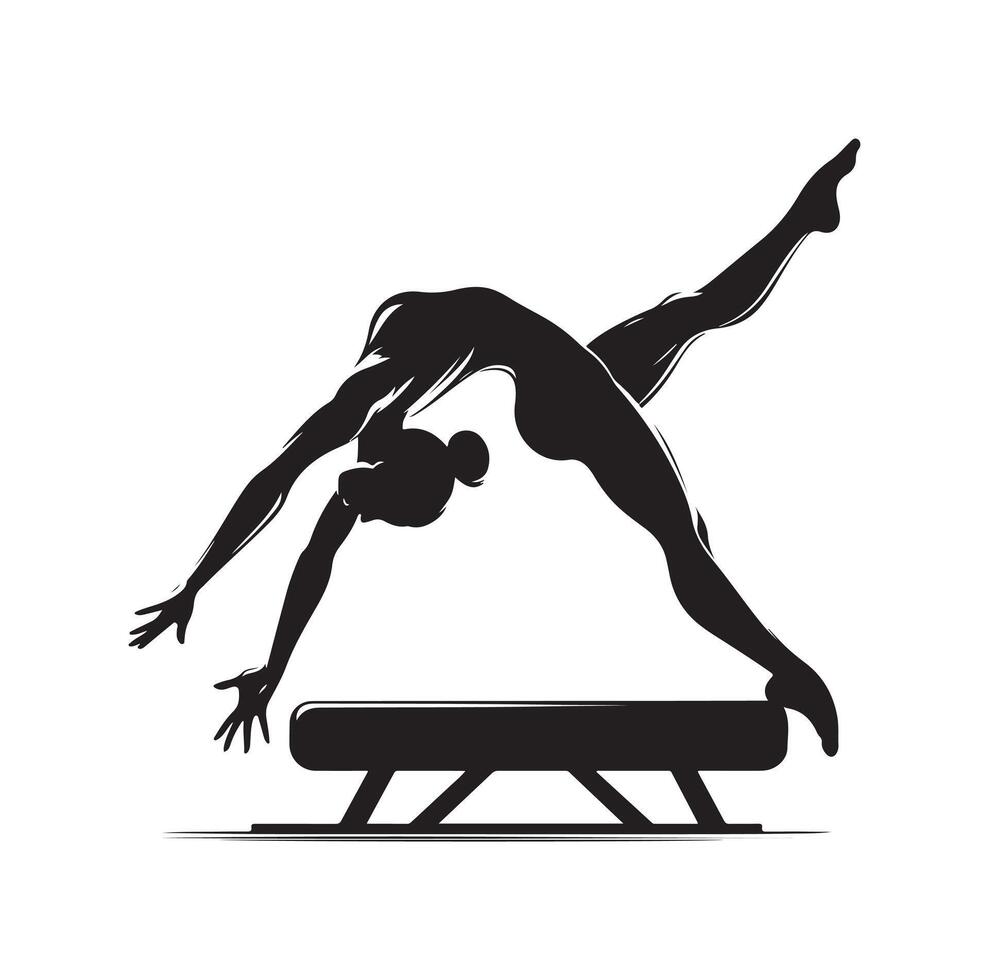 Gymnastics female silhouette illustration set vector