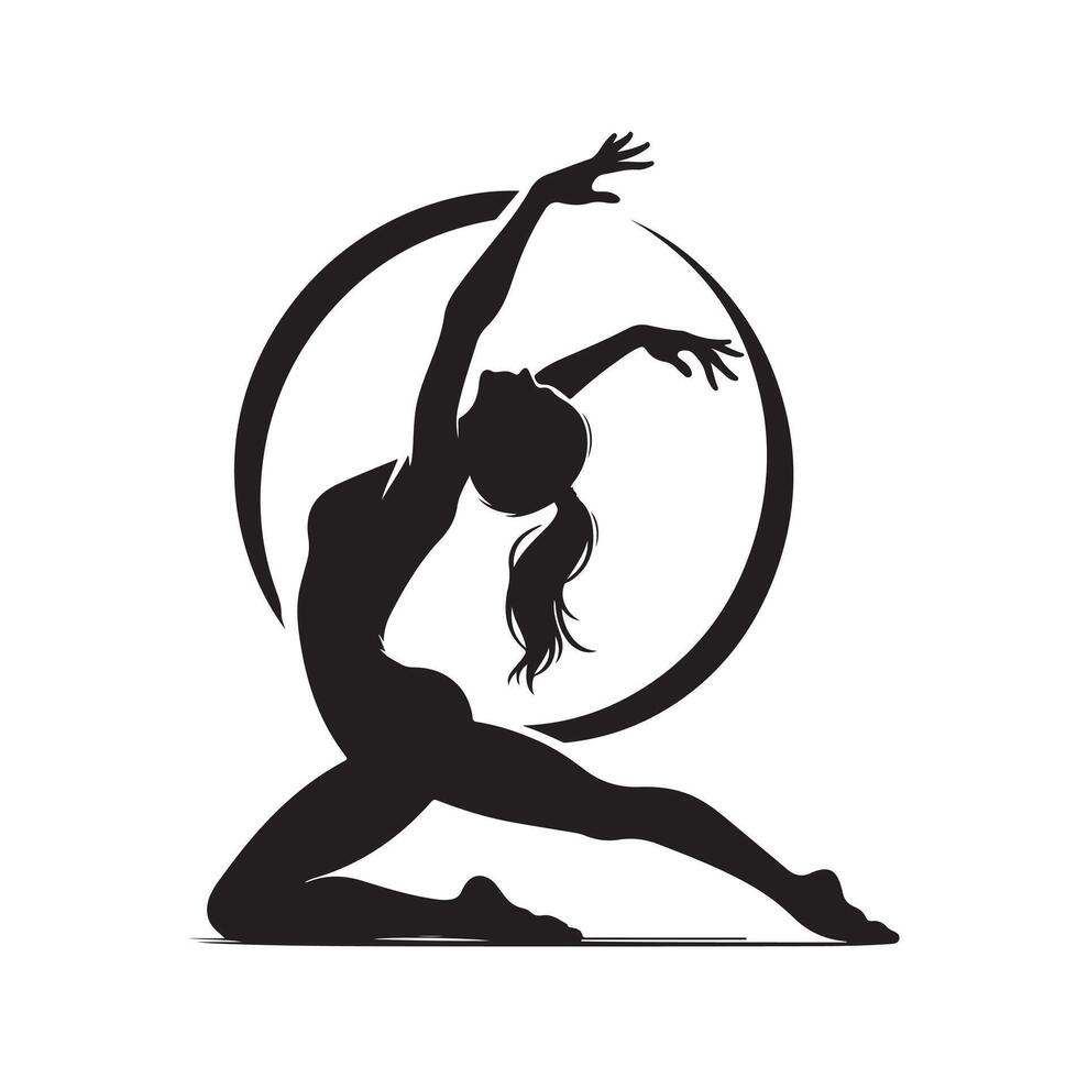 Gymnastics female silhouette illustration set vector