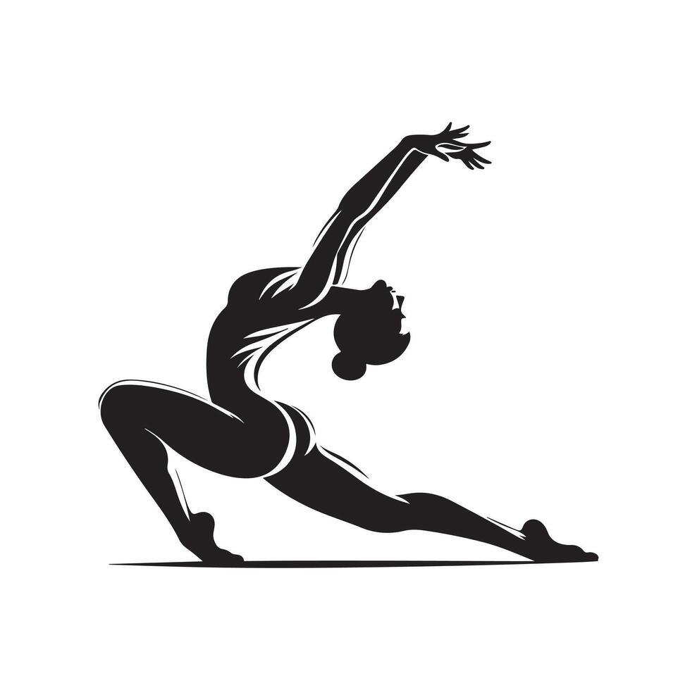 Gymnastics female silhouette illustration set on isolated background vector