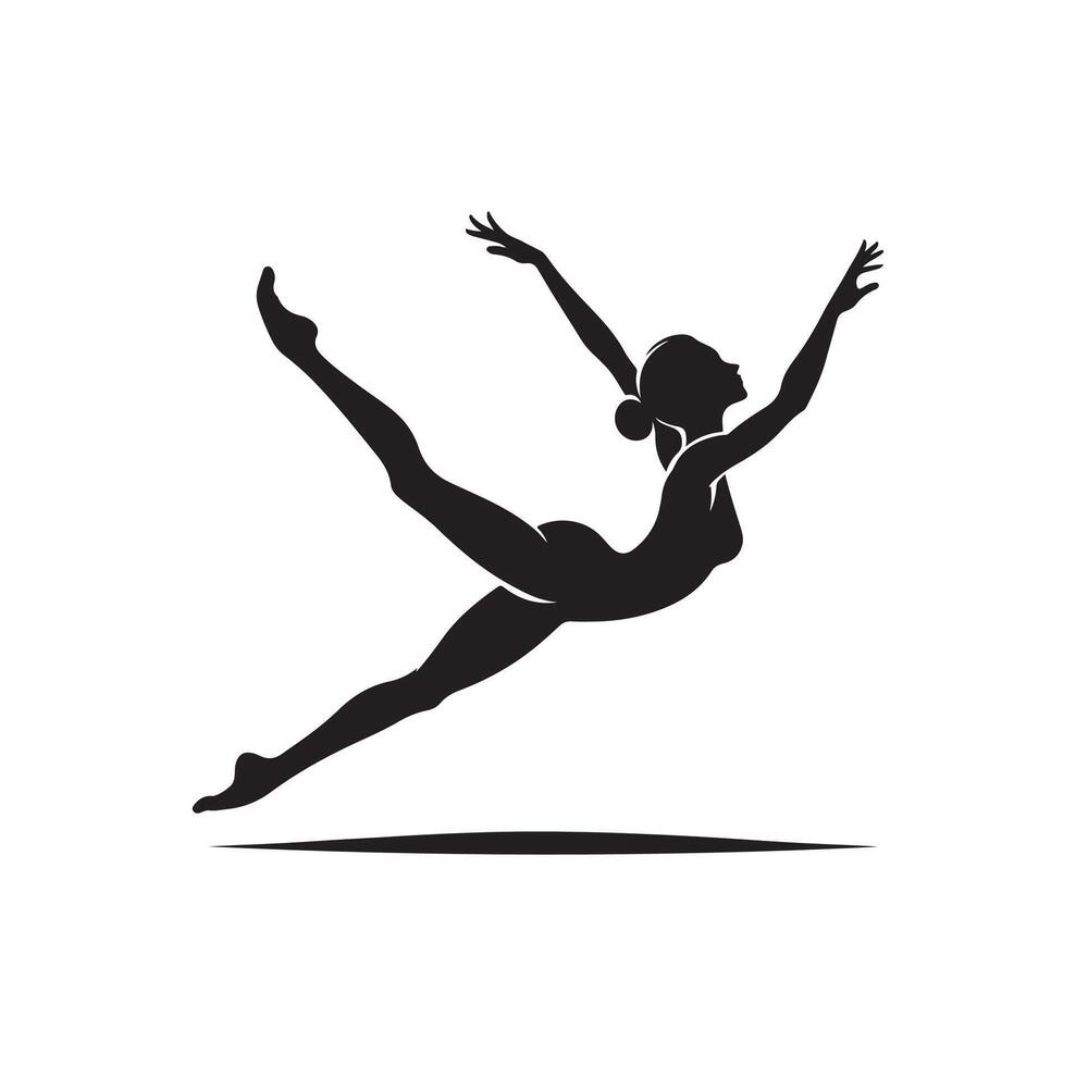 Gymnastics female silhouette illustration set on isolated background vector