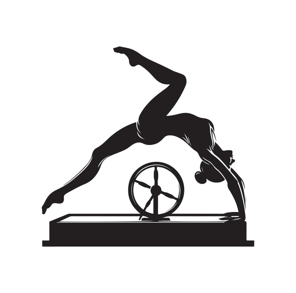 Gymnastics female silhouette illustration set on isolated background vector