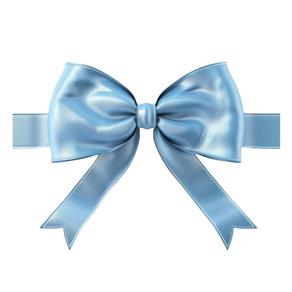 Glossy Blue Bow with Matching Ribbon on Transparent background AI-Generative png