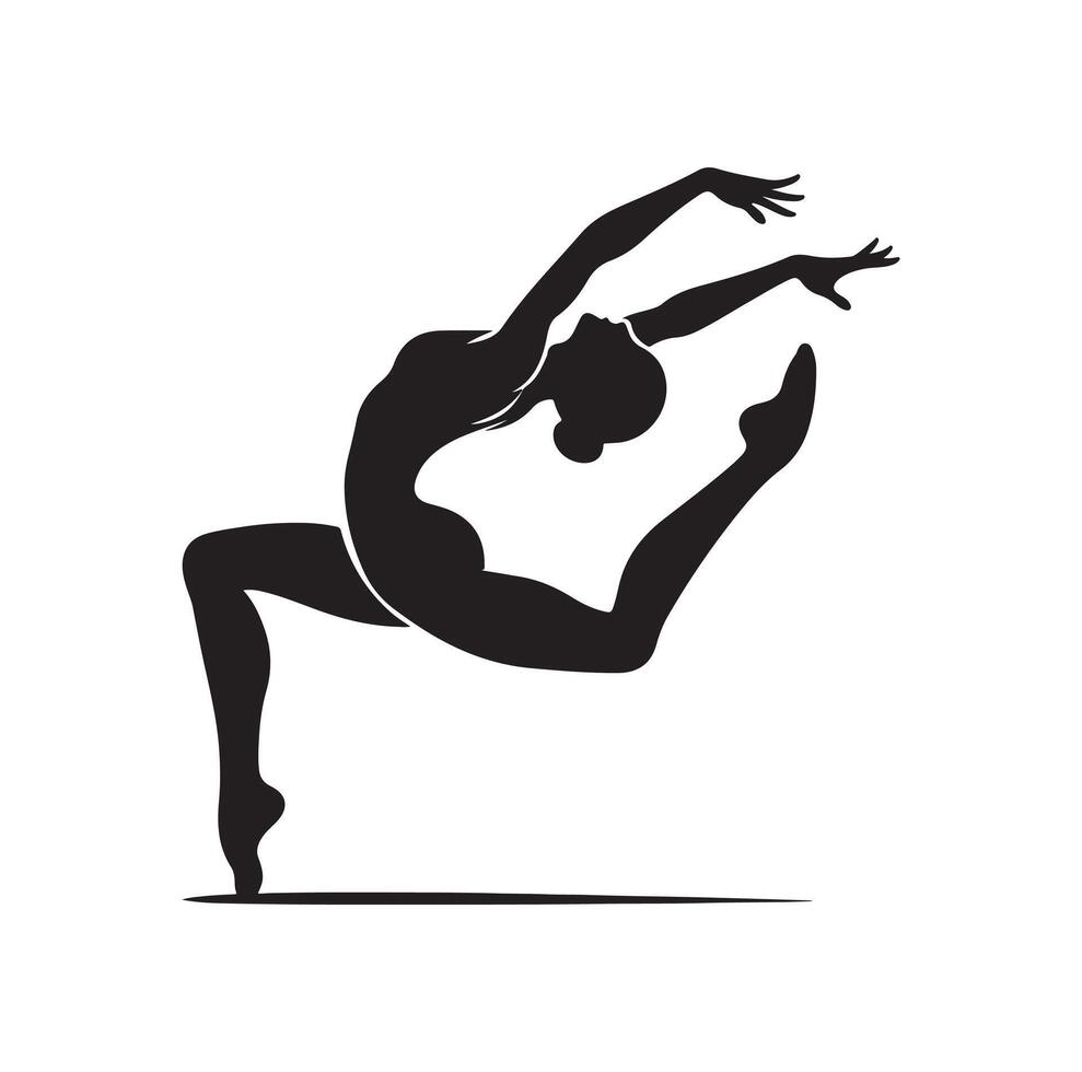 Gymnastics female silhouette illustration set on isolated background vector