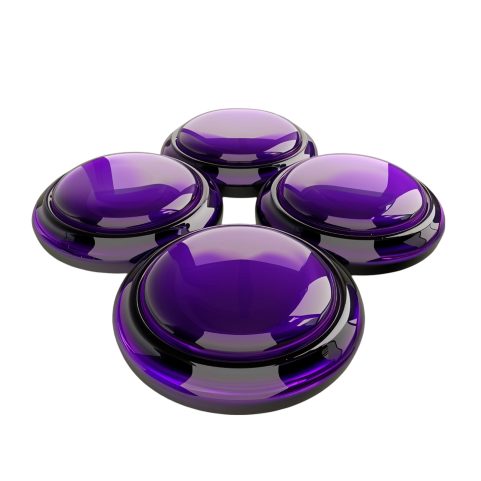 Purple Metallic Button Sticker Clipart Circular Clickable Button on Transparent background AI-Generative png