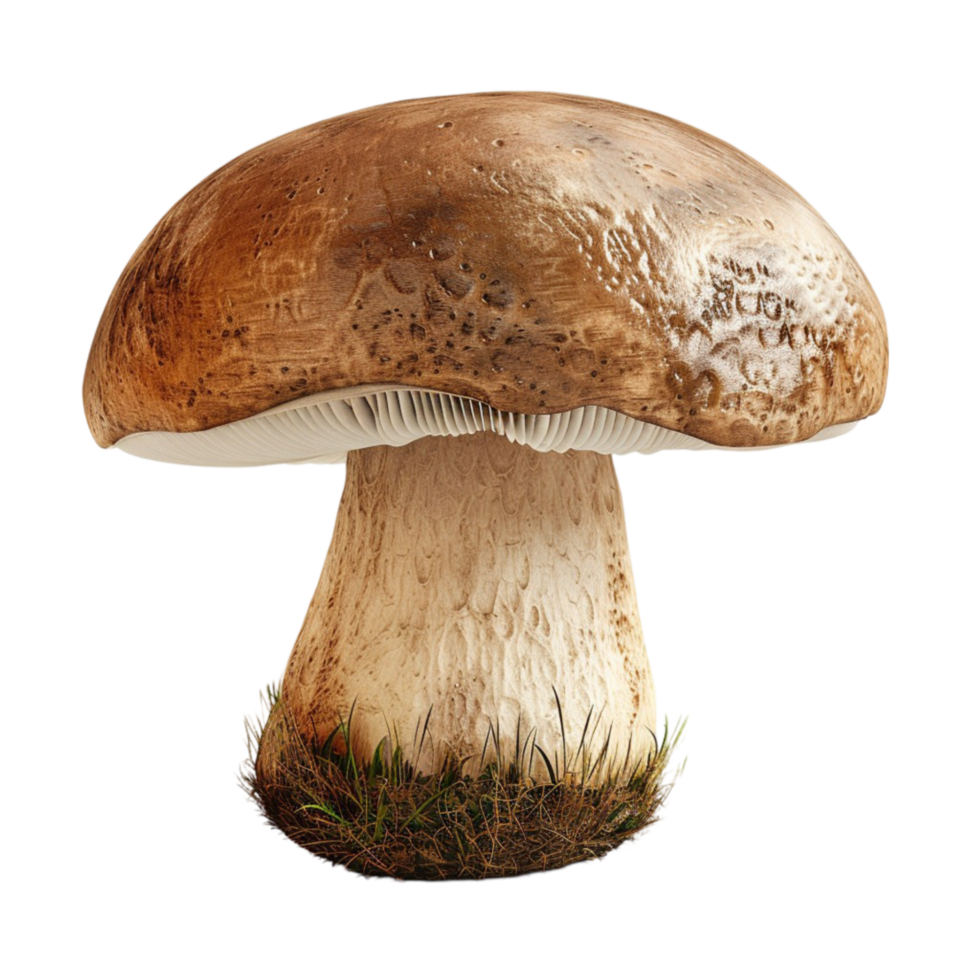 Textured Brown Cap Mushroom on Transparent background AI-Generative png