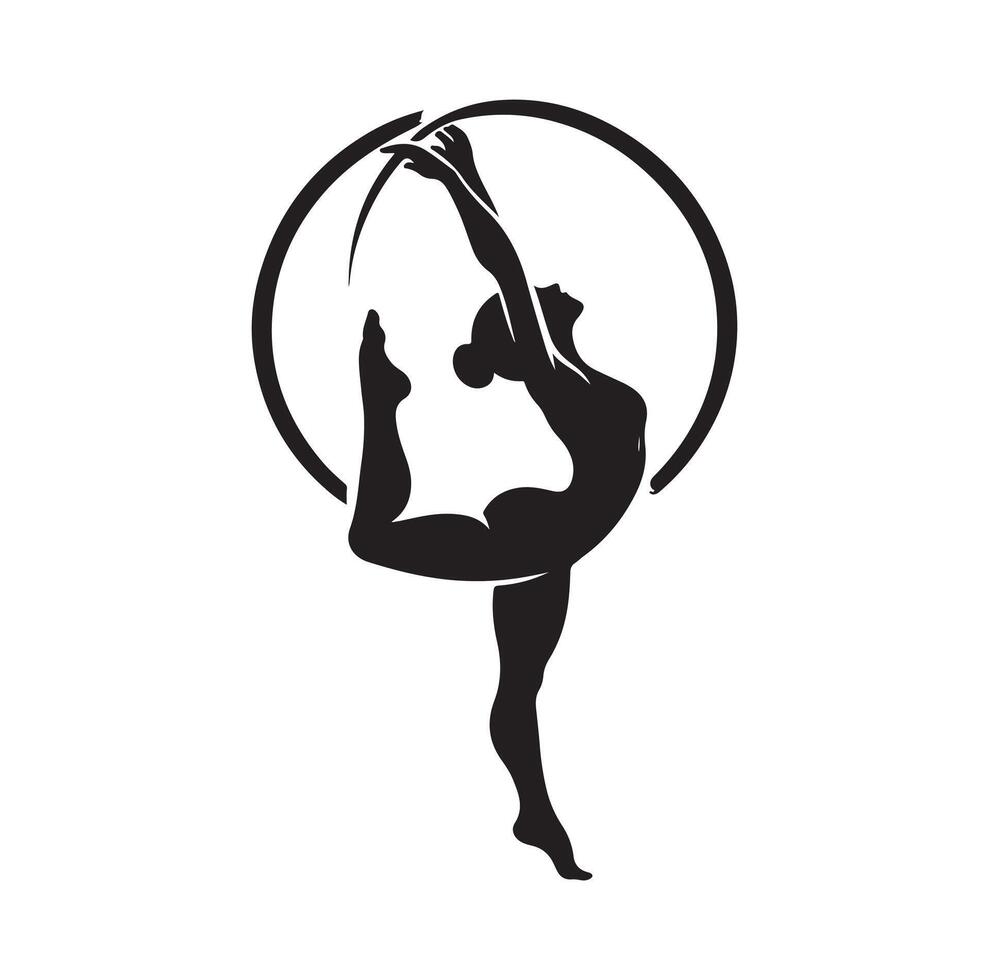 Gymnastics female silhouette illustration set on isolated background vector