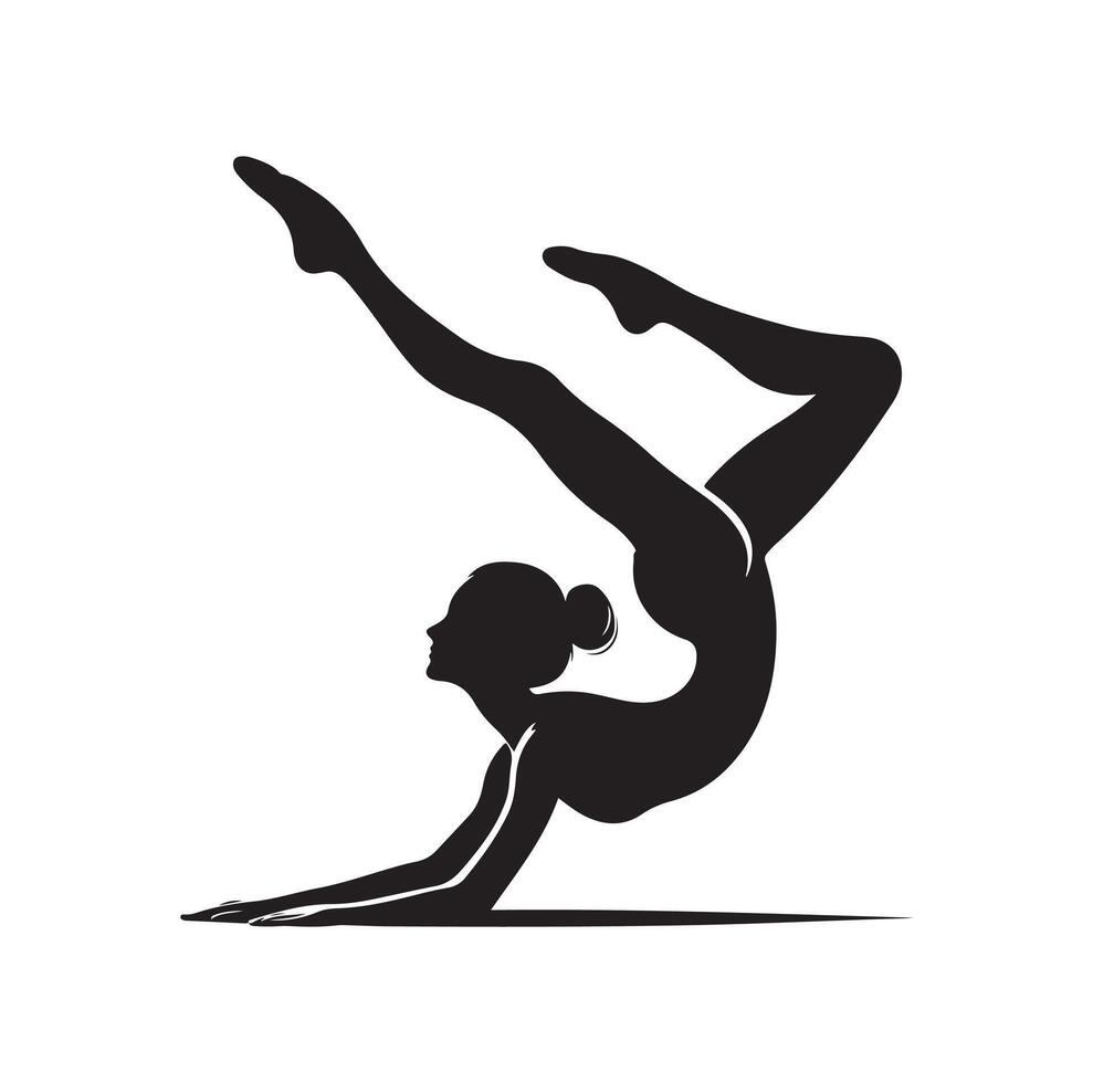 Gymnastics female silhouette illustration set on isolated background vector