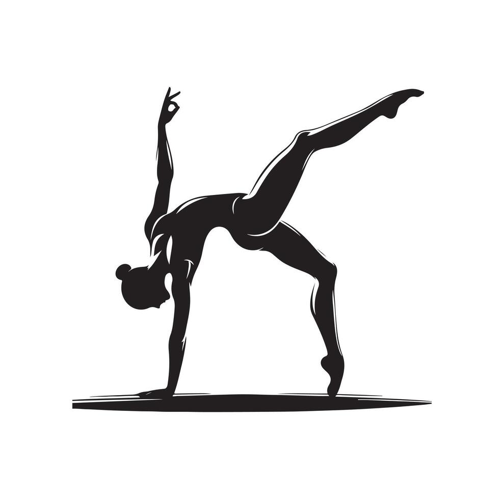 Gymnastics female silhouette illustration set on isolated background vector