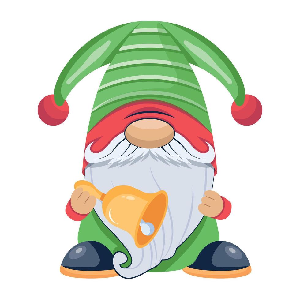 WebA flat style icon of holiday gnome ringing a bell vector