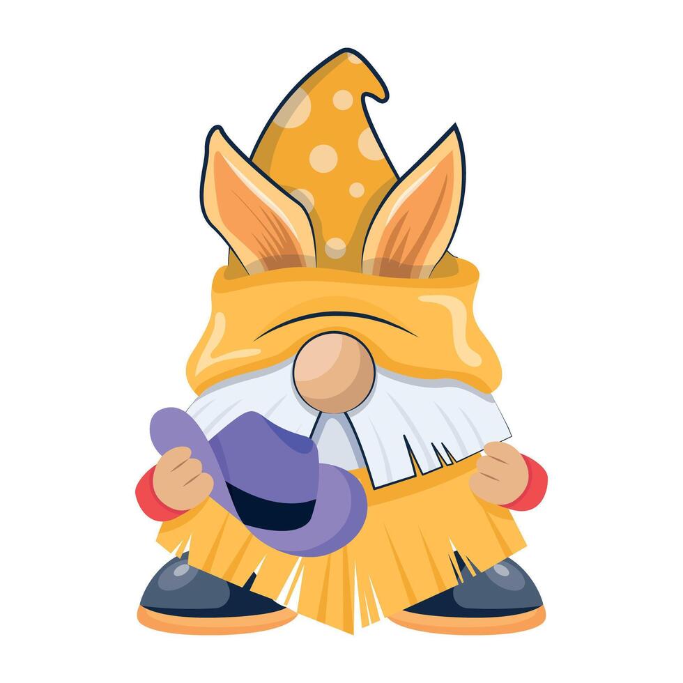 WebA flat style icon showing easter gnome holding hat vector