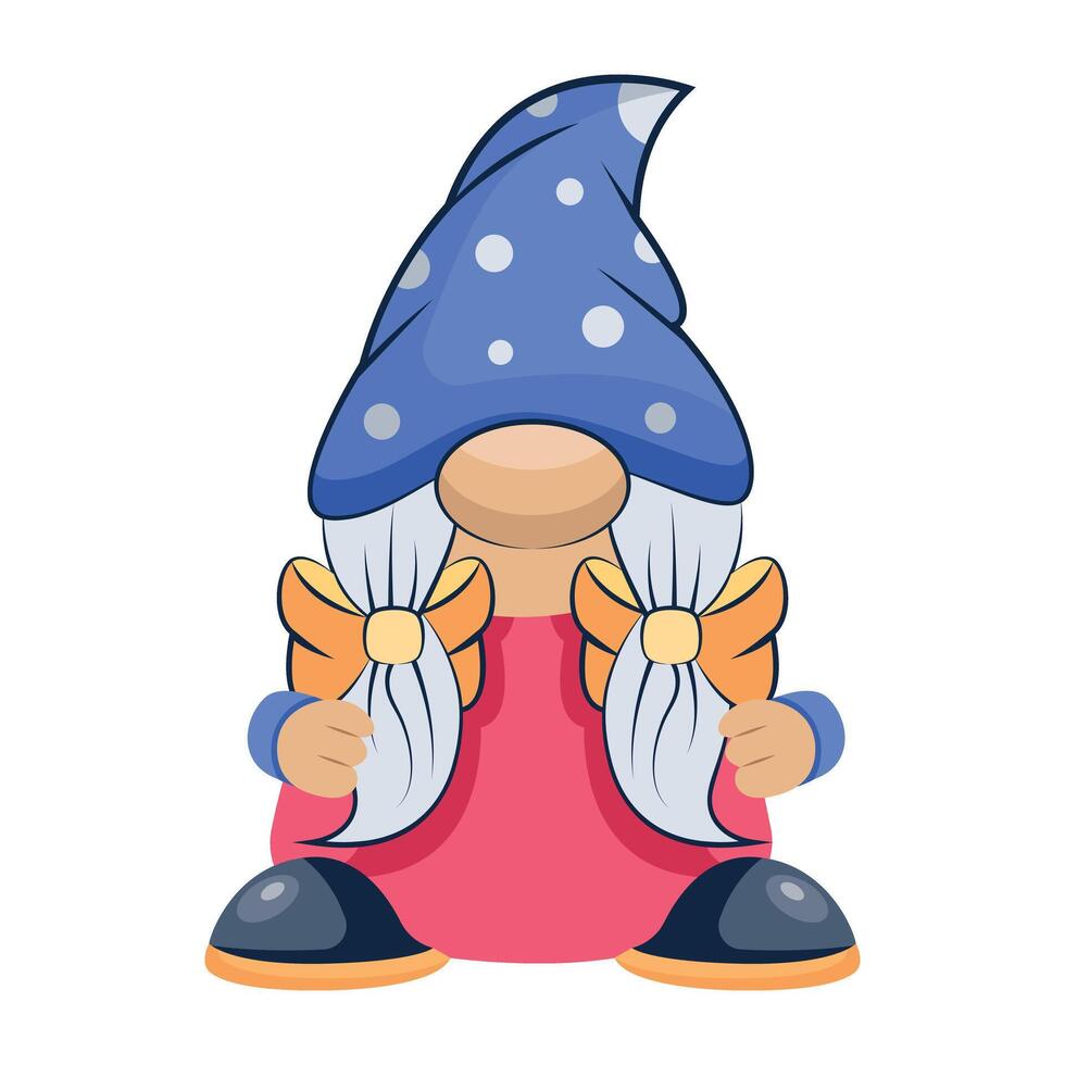 WebA flat style character icon of female gnome vector
