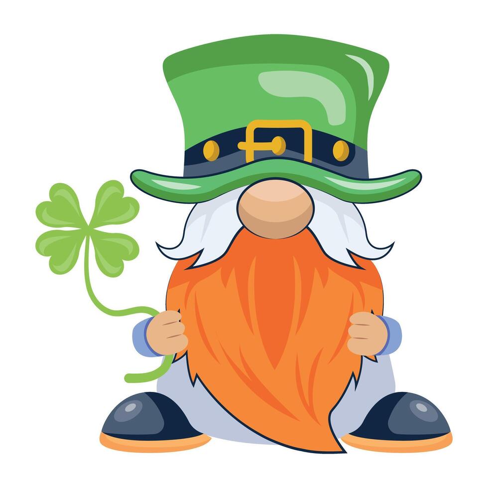 WebIrish dwarf with patrick hat and leaf, flat style mascot vector