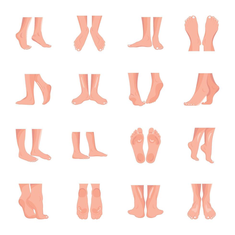 WebCollection of 16 Woman Feet Flat Icons vector