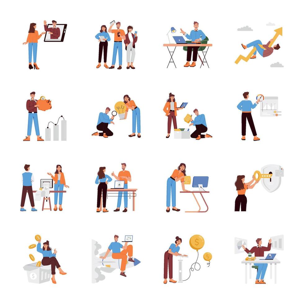 WebPack of Corporate Persons Flat Illustrations vector