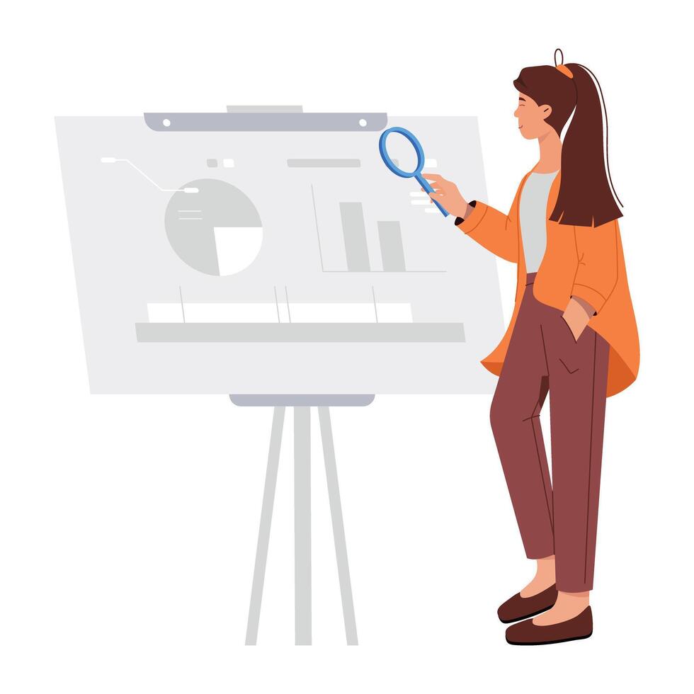 WebA flat illustration denoting an expert doing market comparison vector