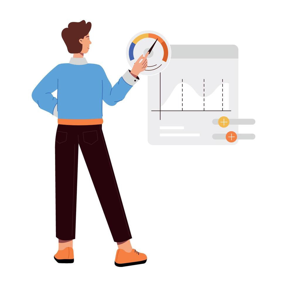 WebA flat illustration showing an expert doing performance analysis vector