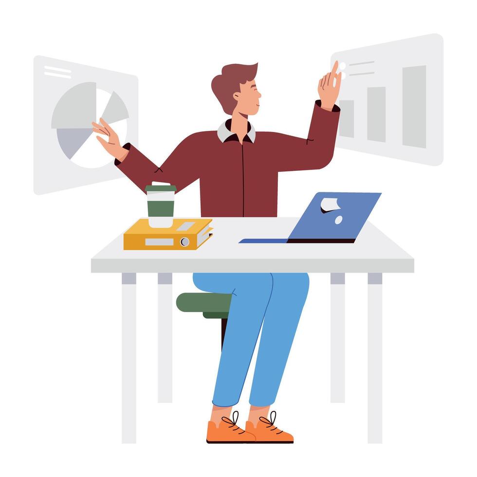 WebA flat character illustration of market research vector