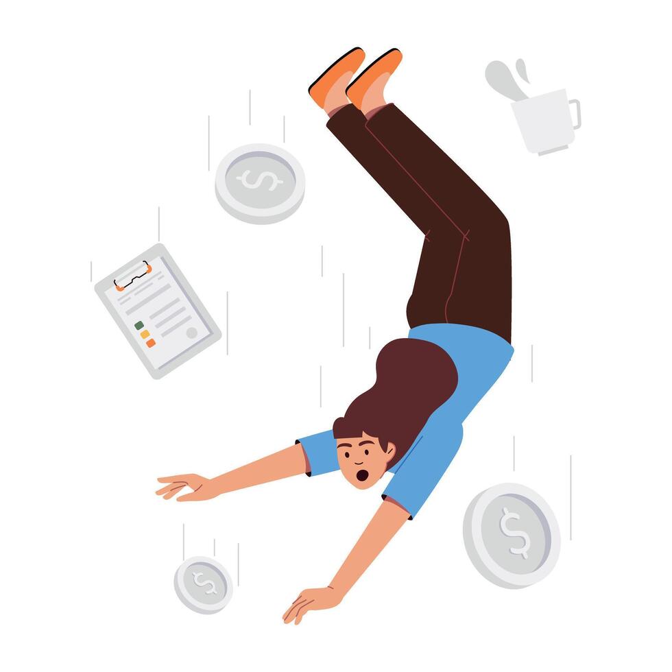 WebAn illustration of business downfall in flat style vector