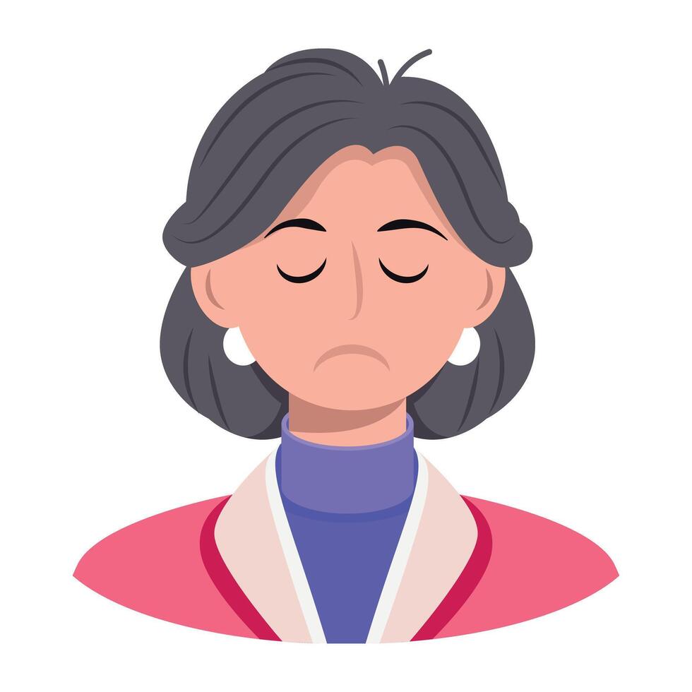 A flat style icon showing sad woman vector