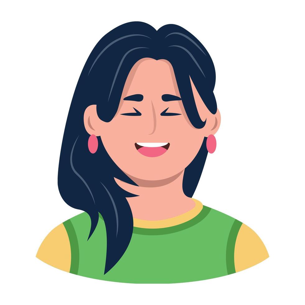 A flat icon of young girl laughing vector