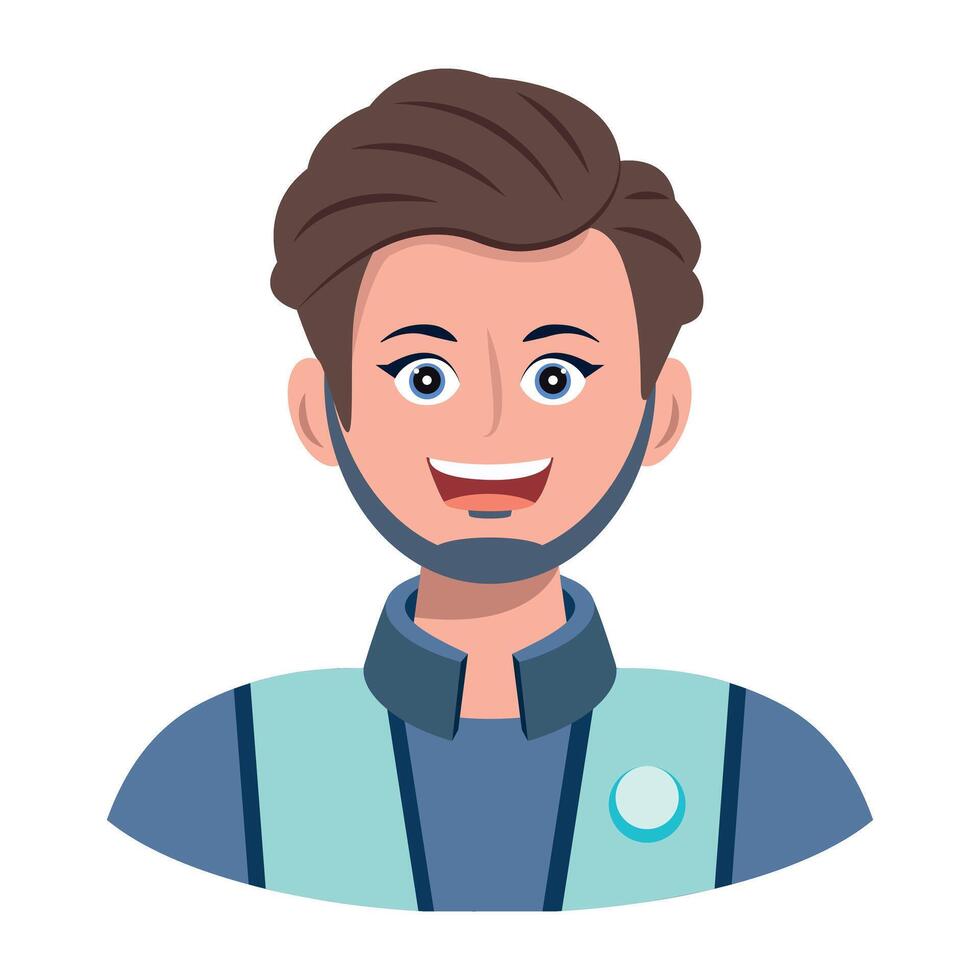 A flat style icon of beard man with happy expressions vector