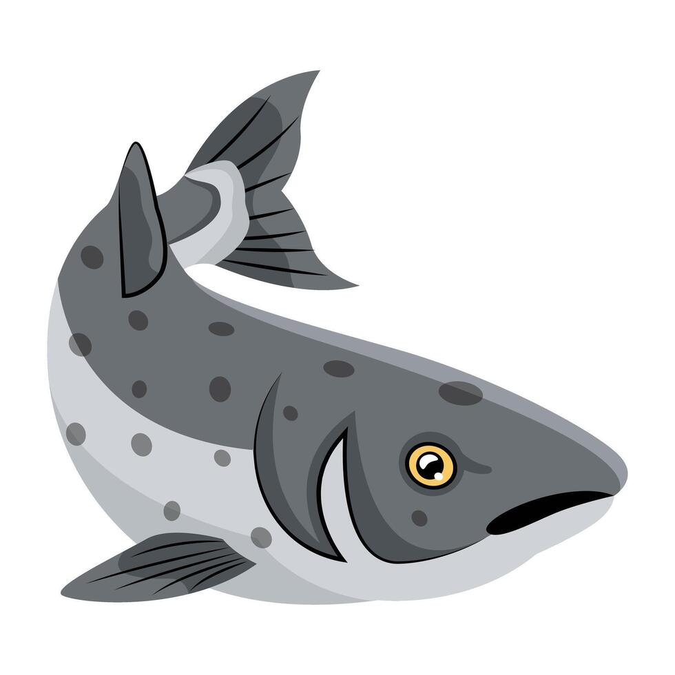 WebAn icon of salmon fish in flat style vector